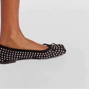 Stuart Weitzman Black Studded Ballet Flats